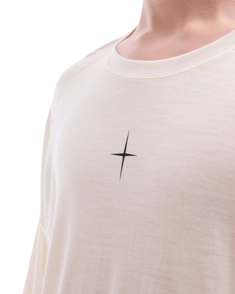 INNER SELF Lightweight Merino Running LS in off-white — close-up detail