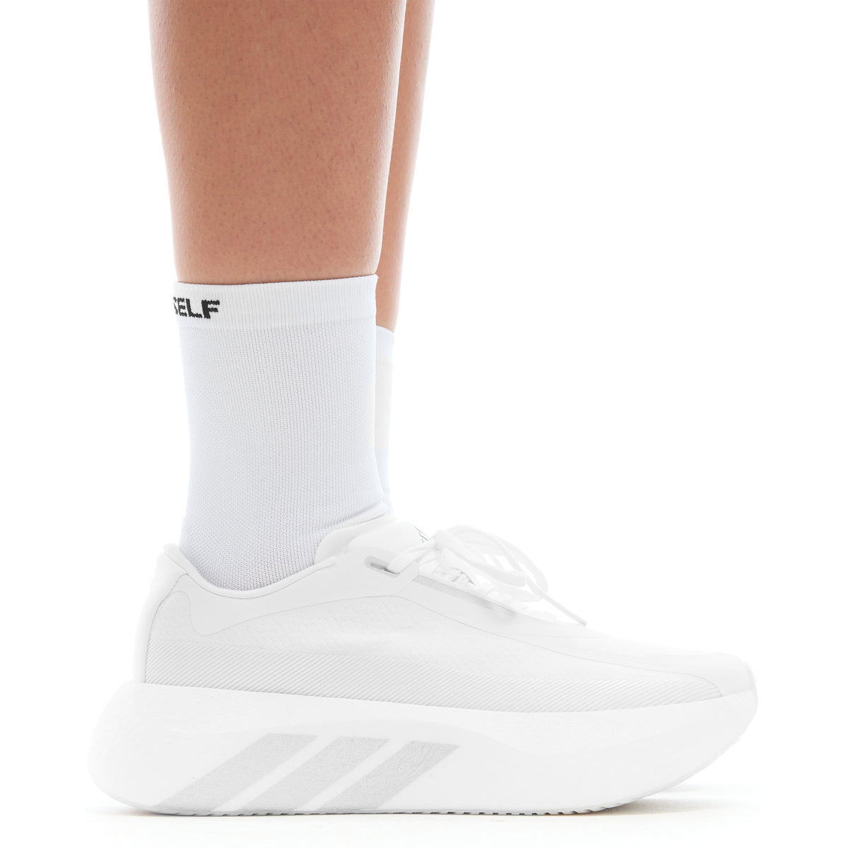 INNER SELF Performance Running Socks in white — side view