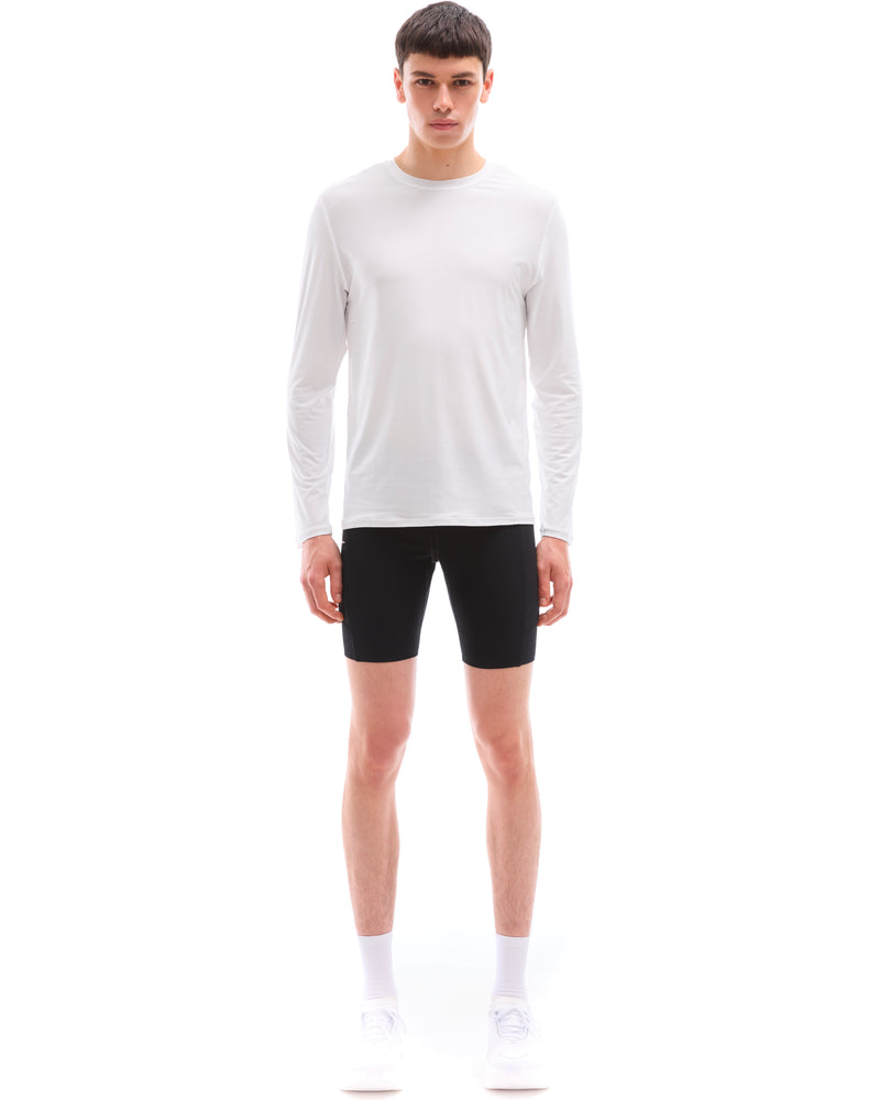 INNER SELF PacePro™ Performance Long Sleeve in white — full-length view on male model