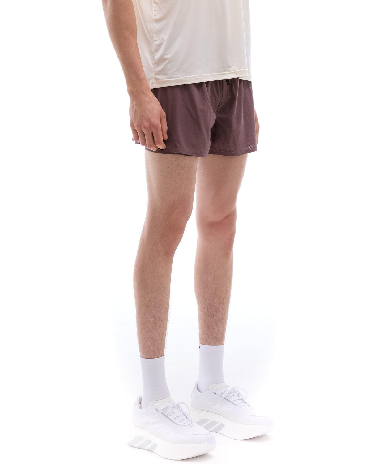 INNER SELF Men's Shorts W/ Liner in brown — three-quarter view on male model