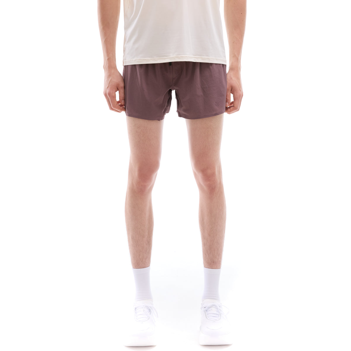 INNER SELF Men's Shorts W/ Liner in brown — front view on male model