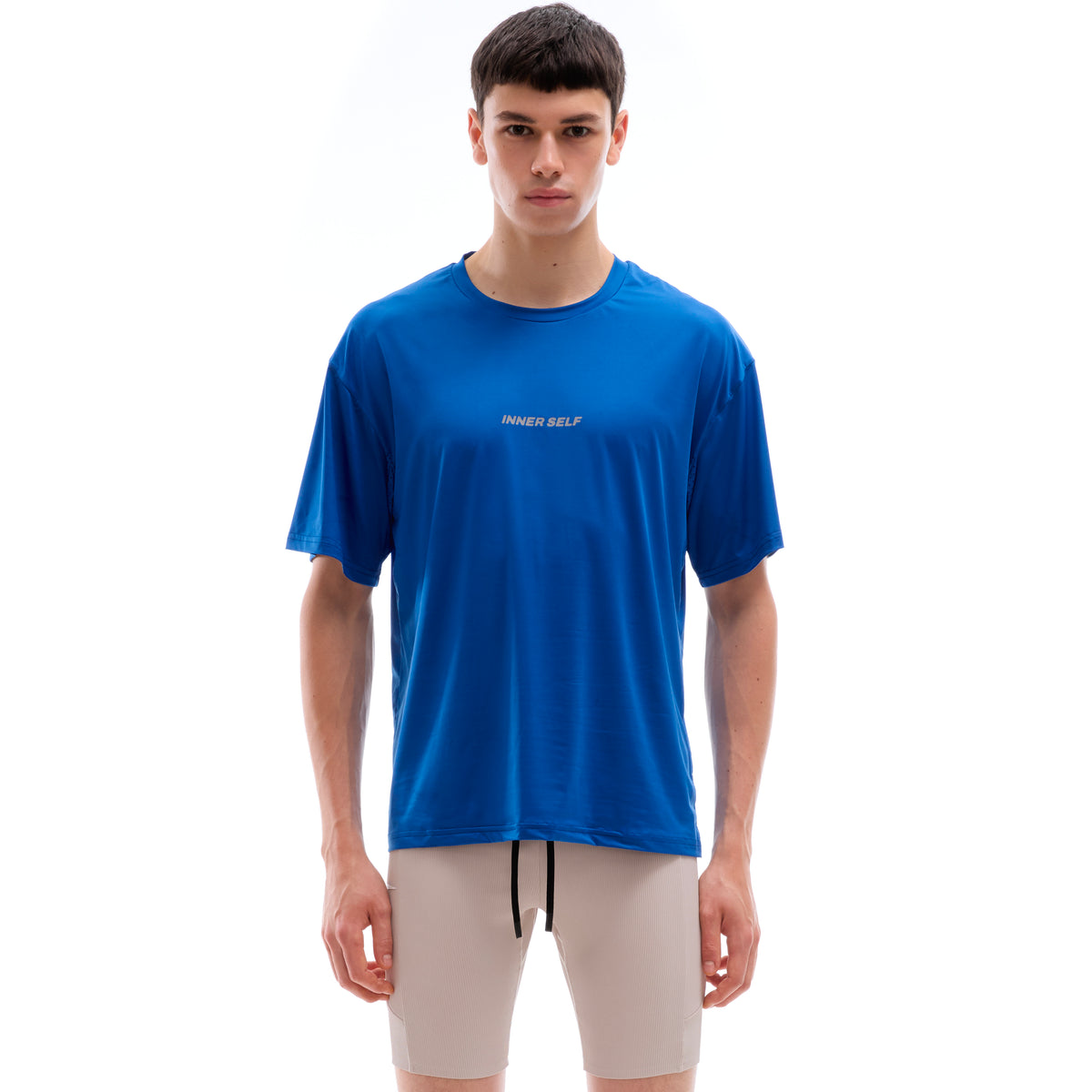 INNER SELF Performance T-shirt in blue — front view on male model