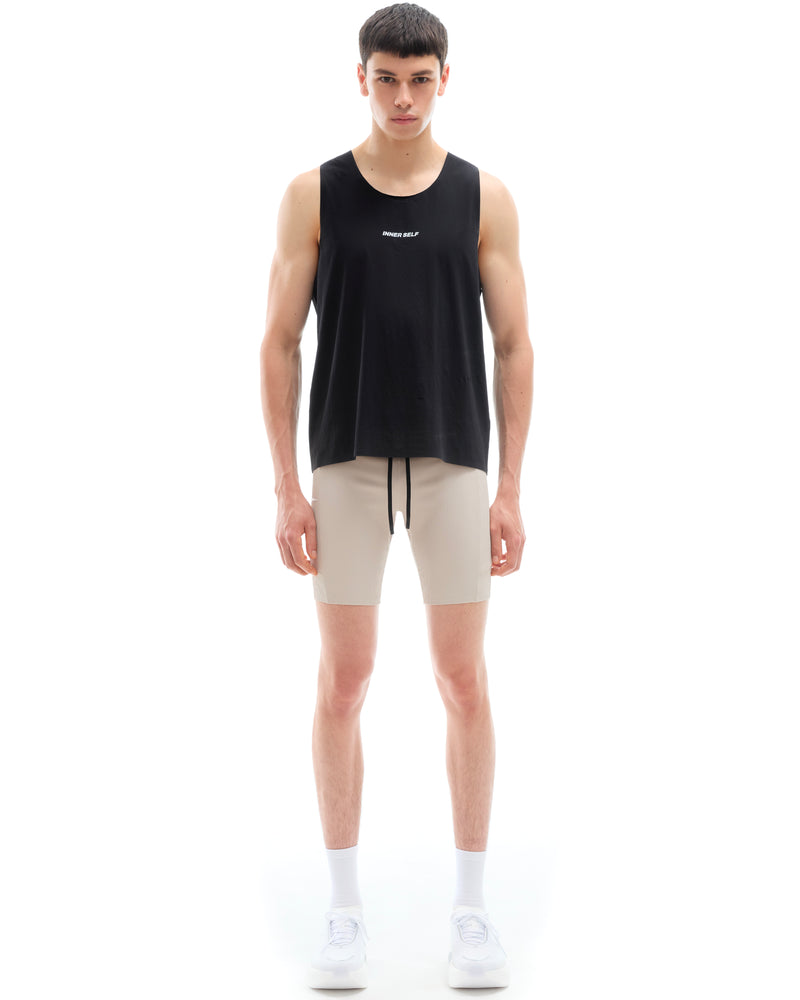 INNER SELF Performance Singlet in black — full-length view on male model