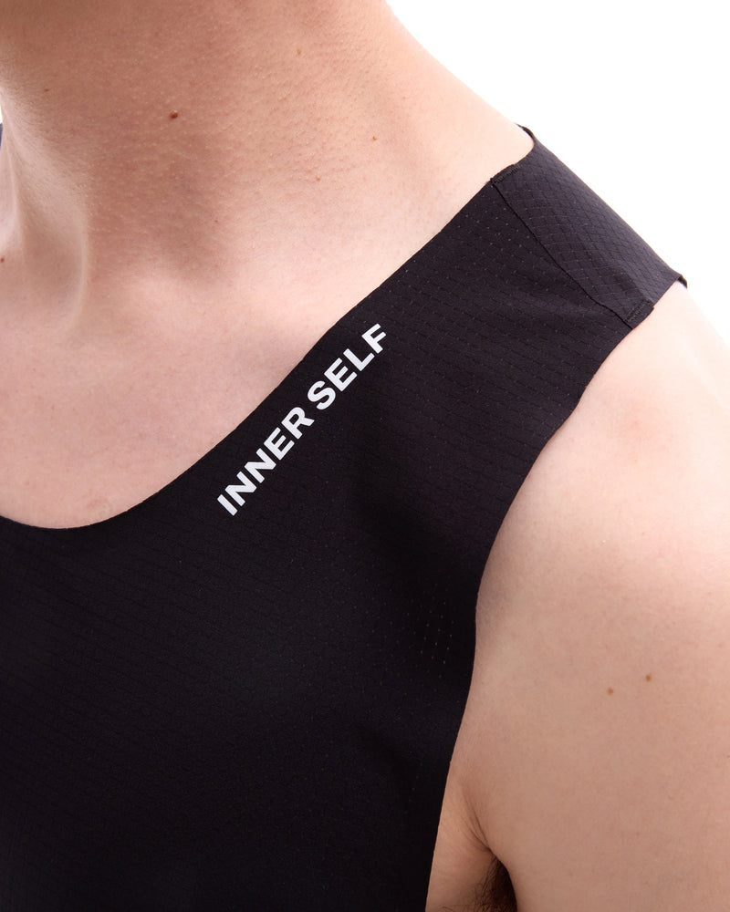 INNER SELF Performance Singlet in black — close-up detail