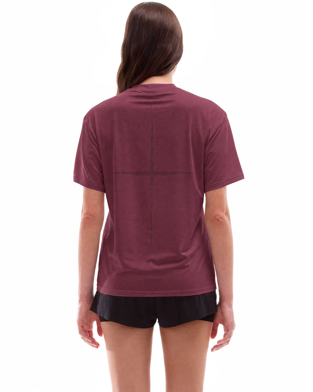 INNER SELF Performance T-shirt in red — back view on female model